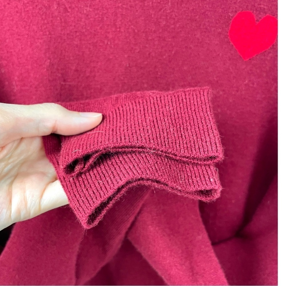 Sunday Best Burgundy Wool Blend Heart Sweater Size L - Picture 6 of 6